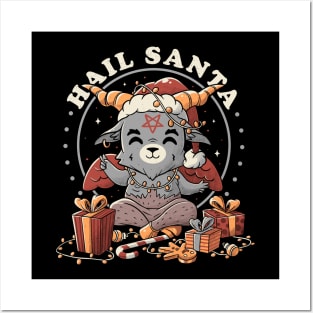 Hail Santa - Funny Cute Evil Christmas Baphomet Posters and Art